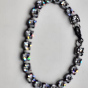 Smokey Grey Chunky Rhinestone Bracelet Silver Tone Bold Statement Festival 8in